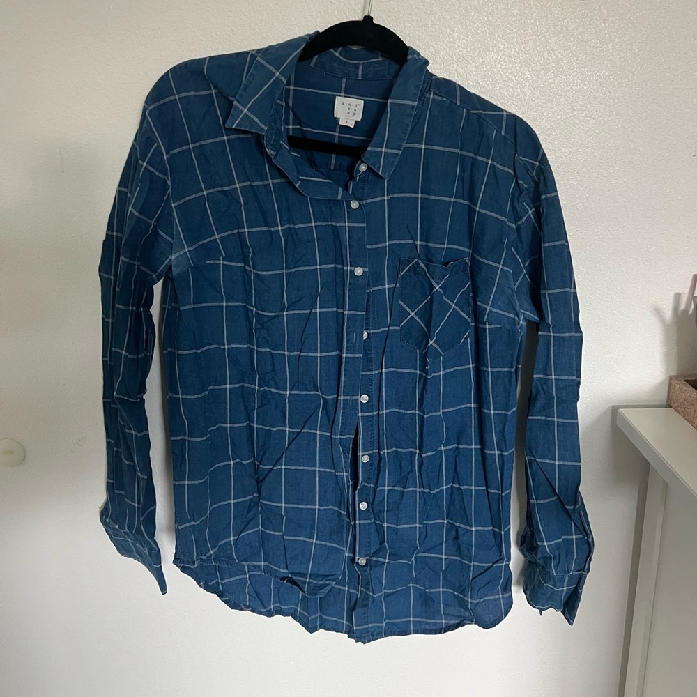 ANewDay Denim Checkered Buttondown